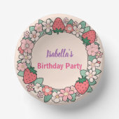 レッドストロベリーベリーデイジー誕生日パーティー ペーパーボウル (正面)