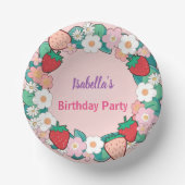 レッドストロベリーベリーデイジー誕生日パーティー ペーパーボウル (正面)
