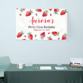 レッドストロベリーベリーファースト誕生日バナー 横断幕 (トレードショー)