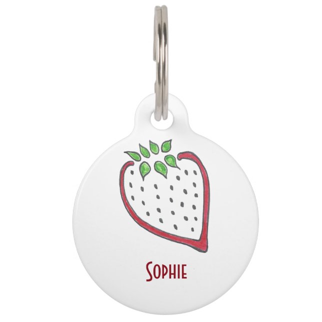レッドストロベリーラベル ペット　ネームタグ (正面)