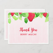 レッドストロベリー誕生日ガールベリーマティ サンキューカード (正面/裏面)