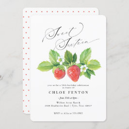 レッドストロベリーSweet sixteen誕生日招待状 招待状