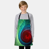 レッドストームフローラモダン抽象芸術アートカラーパターン エプロン (着用した状態)