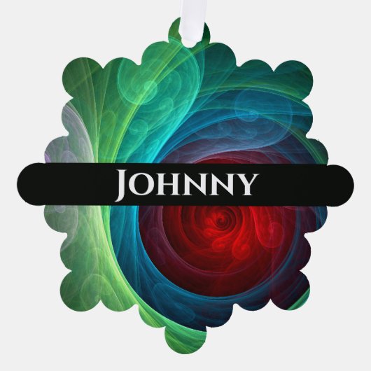 レッドストームフローラモダン抽象芸術アートカラーパターン オーナメントカード (正面)