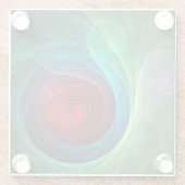 レッドストームフローラモダン抽象芸術アートカラーパターン ガラスコースター (裏面)