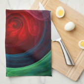 レッドストームフローラモダン抽象芸術アートカラーパターン キッチンタオル (四つ折り)
