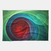 レッドストームフローラモダン抽象芸術アートカラーパターン キッチンタオル (横)
