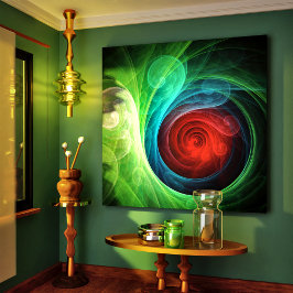 レッドストームフローラモダン抽象芸術アートカラーパターン キャンバスプリント