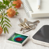 レッドストームフローラモダン抽象芸術アートカラーパターン キーホルダー (側面)