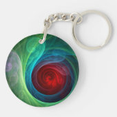 レッドストームフローラモダン抽象芸術アートカラーパターン キーホルダー (裏面)