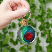 レッドストームフローラモダン抽象芸術アートカラーパターン キーホルダー (手)