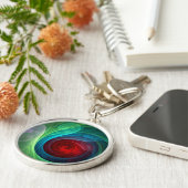 レッドストームフローラモダン抽象芸術アートカラーパターン キーホルダー (側面)