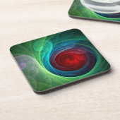 レッドストームフローラモダン抽象芸術アートカラーパターン コースター (左側)