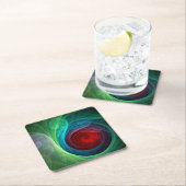 レッドストームフローラモダン抽象芸術アートカラーパターン スクエアペーパーコースター (インサイチュ)