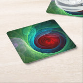 レッドストームフローラモダン抽象芸術アートカラーパターン スクエアペーパーコースター (アングル)