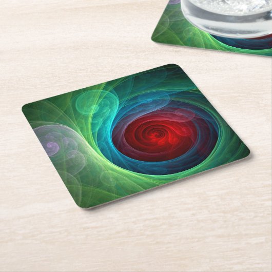 レッドストームフローラモダン抽象芸術アートカラーパターン スクエアペーパーコースター (アングル)
