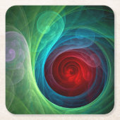 レッドストームフローラモダン抽象芸術アートカラーパターン スクエアペーパーコースター (正面)