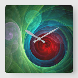 レッドストームフローラモダン抽象芸術アートカラーパターン スクエア壁時計