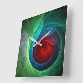 レッドストームフローラモダン抽象芸術アートカラーパターン スクエア壁時計 (傾斜)