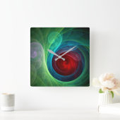 レッドストームフローラモダン抽象芸術アートカラーパターン スクエア壁時計 (ホーム)