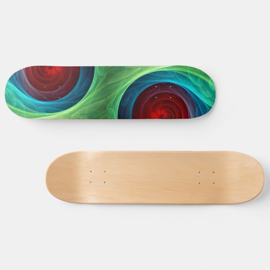 レッドストームフローラモダン抽象芸術アートカラーパターン スケートボード (横)