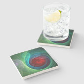 レッドストームフローラモダン抽象芸術アートカラーパターン ストーンコースター (横)