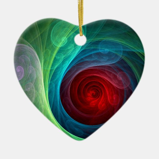 レッドストームフローラモダン抽象芸術アートカラーパターン セラミックオーナメント (正面)