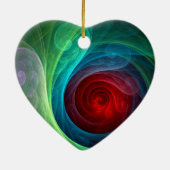 レッドストームフローラモダン抽象芸術アートカラーパターン セラミックオーナメント (裏面)