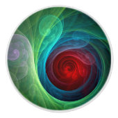 レッドストームフローラモダン抽象芸術アートカラーパターン セラミックノブ (正面)