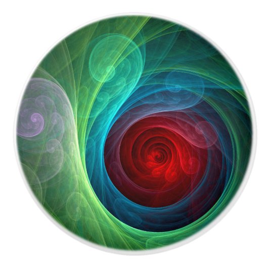 レッドストームフローラモダン抽象芸術アートカラーパターン セラミックノブ (正面)