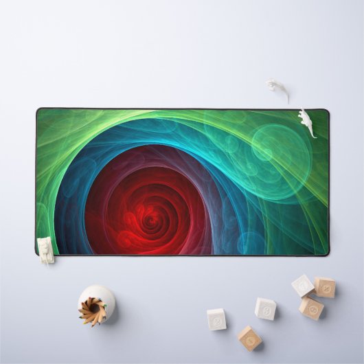 レッドストームフローラモダン抽象芸術アートカラーパターン デスクマット (キッズテーブル)