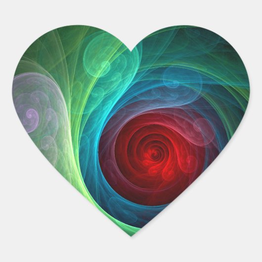 レッドストームフローラモダン抽象芸術アートカラーパターン ハートシール (正面)