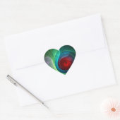 レッドストームフローラモダン抽象芸術アートカラーパターン ハートシール (封筒)