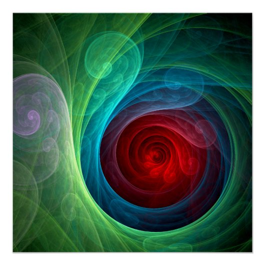 レッドストームフローラモダン抽象芸術アートカラーパターン ポスター (正面)