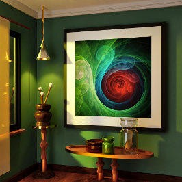 レッドストームフローラモダン抽象芸術アートカラーパターン ポスター