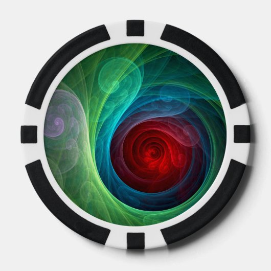 レッドストームフローラモダン抽象芸術アートカラーパターン ポーカーチップ (正面)