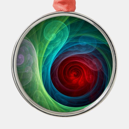 レッドストームフローラモダン抽象芸術アートカラーパターン メタルオーナメント (正面)