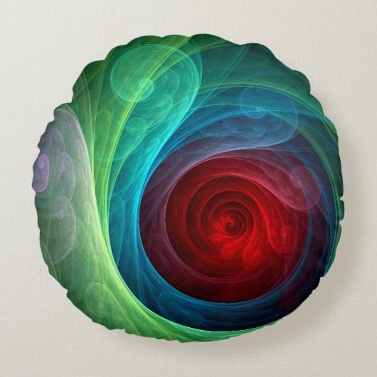 レッドストームフローラモダン抽象芸術アートカラーパターン ラウンドクッション (正面)
