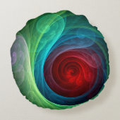 レッドストームフローラモダン抽象芸術アートカラーパターン ラウンドクッション (裏面)