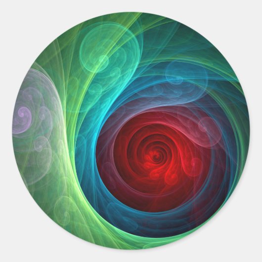 レッドストームフローラモダン抽象芸術アートカラーパターン ラウンドシール (正面)