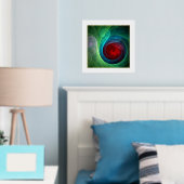 レッドストームフローラモダン抽象芸術アートカラーパターン 箔ポスター (インサイチュ (寝室))