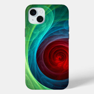 レッドストームフローラモダン抽象芸術アートカラーパターン iPhone 15 MINIケース