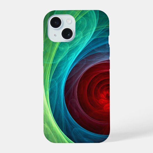 レッドストームフローラモダン抽象芸術アートカラーパターン iPhone 15ケース (裏面)