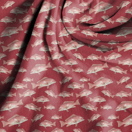 レッドスナッパー魚模様の赤い縫製生地 ファブリック