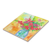 レッドスナップドラゴンズコテージガーデンフラワーブーケ タイル (側面)