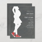 レッドスニーカーベビーバンプベビーシャワー 招待状 (正面/裏面)