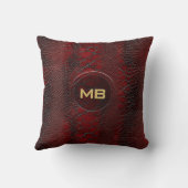 レッドスネークシキンレザープリントエンボスモノグラム クッション (裏面)