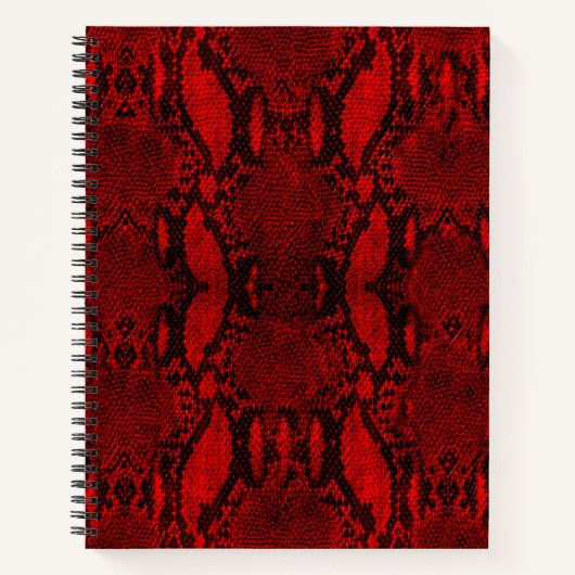 レッドスネークスキンプリントスパイラルノート ノートブック (正面)