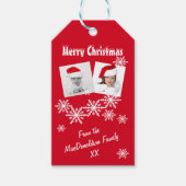 レッドスノーインスタグラムメリークリスマス写真テンプレート ギフトタグ (正面)