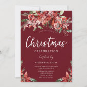 レッドスノーウィーフローラ企業のオフィスクリスマスパーティー 招待状 (正面)
